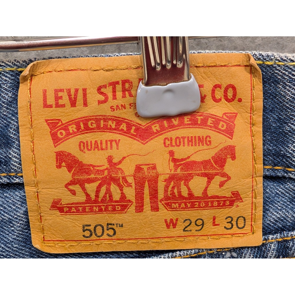 Levi's 505 Regular Fit Jeans Mens W29 L30 Blue Denim Made in Mexico - Picture 3 of 5